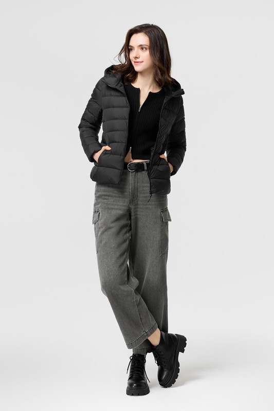 工裝牛仔寬褲-女