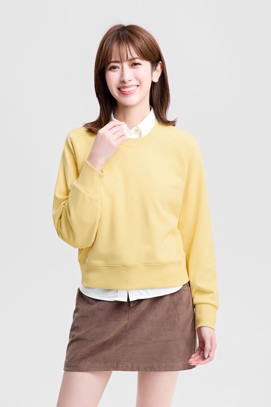 毛圈寬版休閒圓領衫-女
