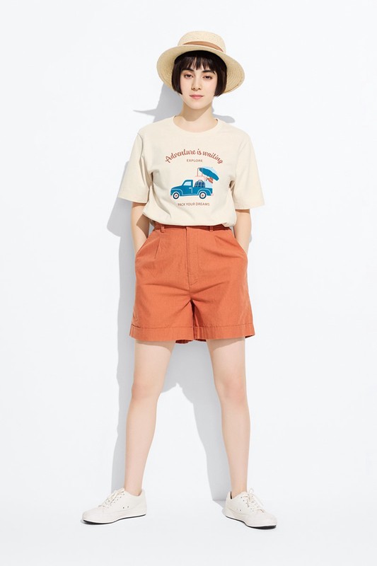 輕旅日常寬版印花T恤-女