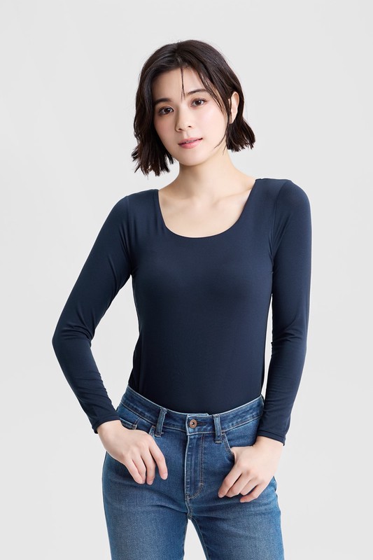 heatup U領Bra八分袖上衣-女