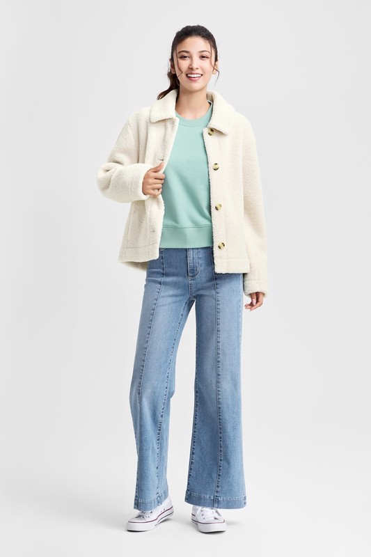 毛圈寬版休閒圓領衫-女