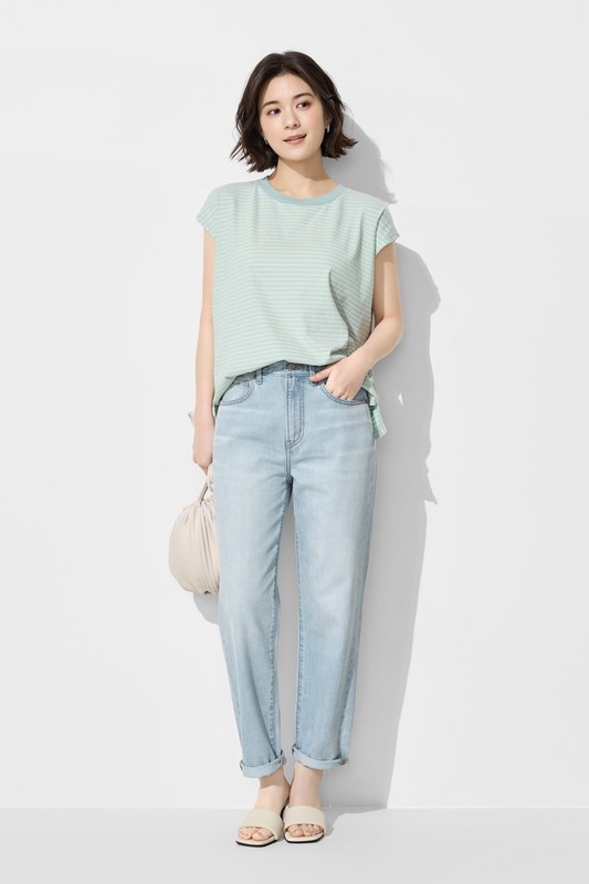 寬版高腰男友風九分牛仔褲-女