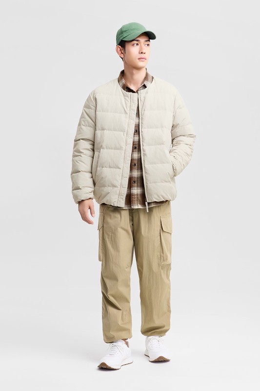 極暖羽絨無領外套-男