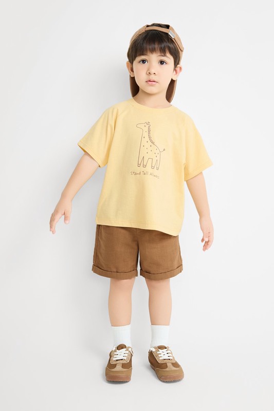 竹節棉寬鬆動物印花T恤-童