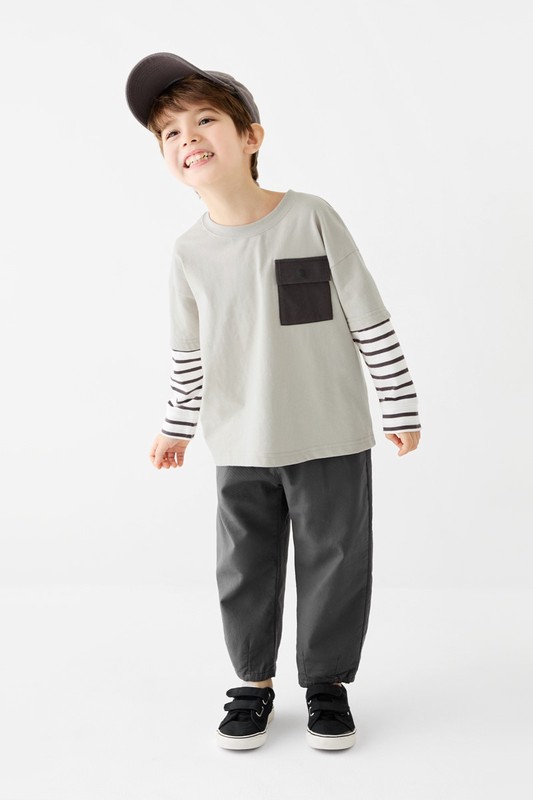 寬鬆休閒九分褲-童