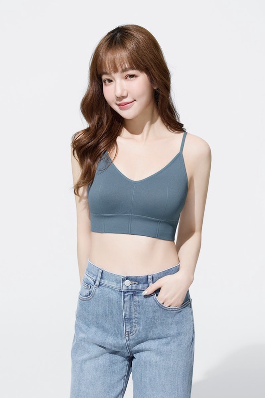 可拆式無縫Bra短版細肩帶背心-女