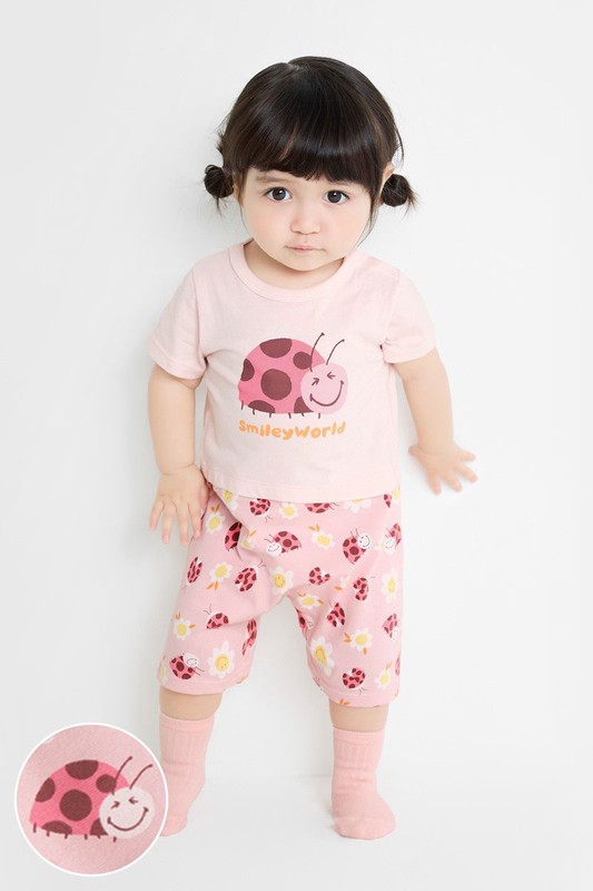 SmileyWorld®純棉假兩件印花連身衣-Baby