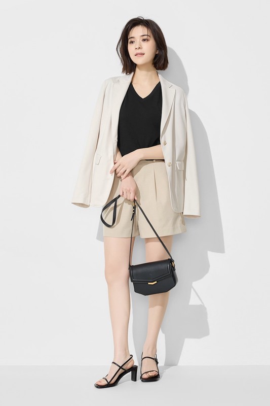 竹節棉V領T恤-女