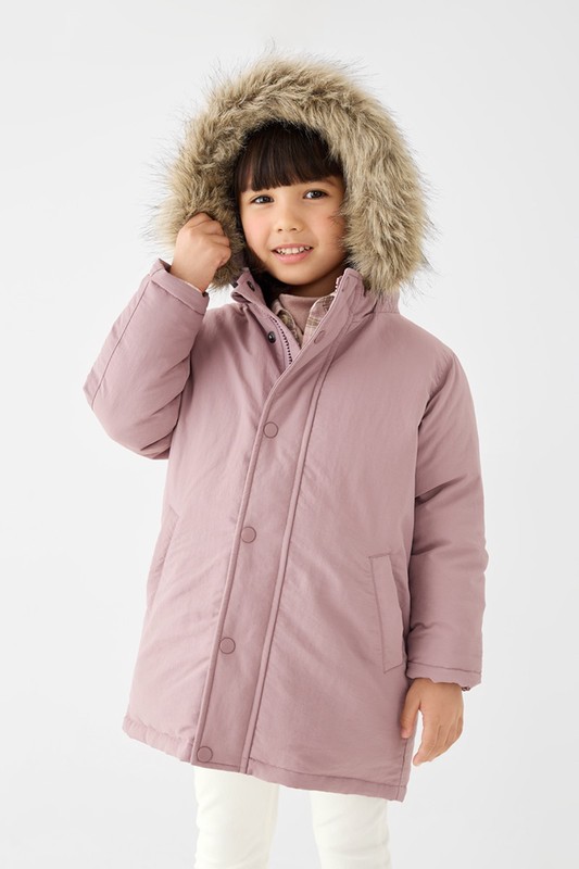 極暖羽絨中長版連帽外套-童