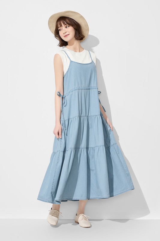 細肩牛仔蛋糕洋裝-女