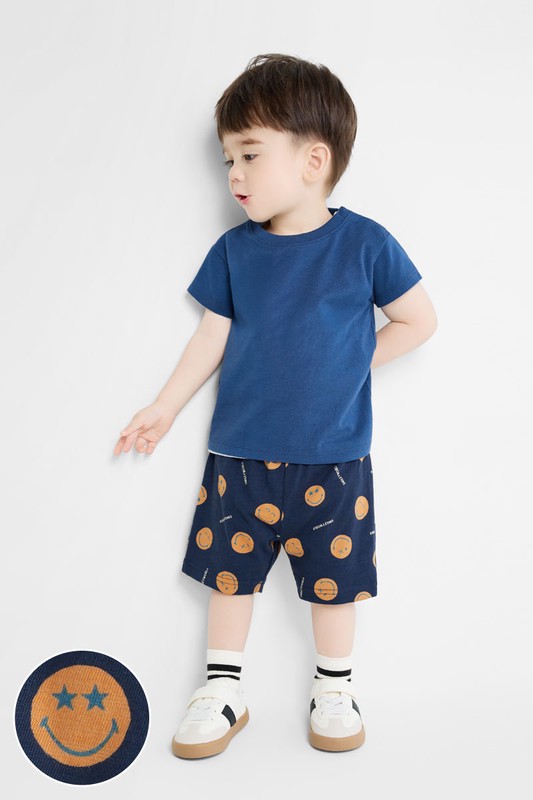SmileyWorld®竹節棉印花短褲-Baby