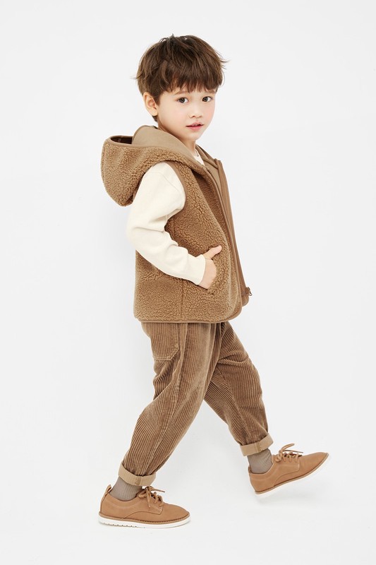 仿羊羔絨連帽背心-童