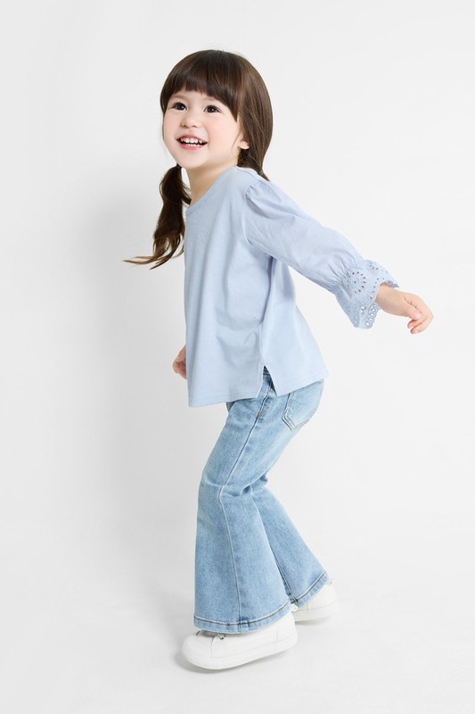 蕾絲造型拼接七分T恤-童