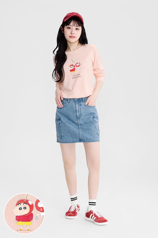 蠟筆小新長袖印花T恤-08-女