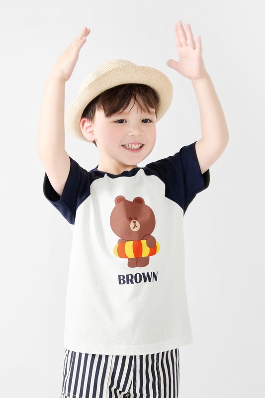 LINE FRIENDS拉克蘭袖印花T恤-06-童