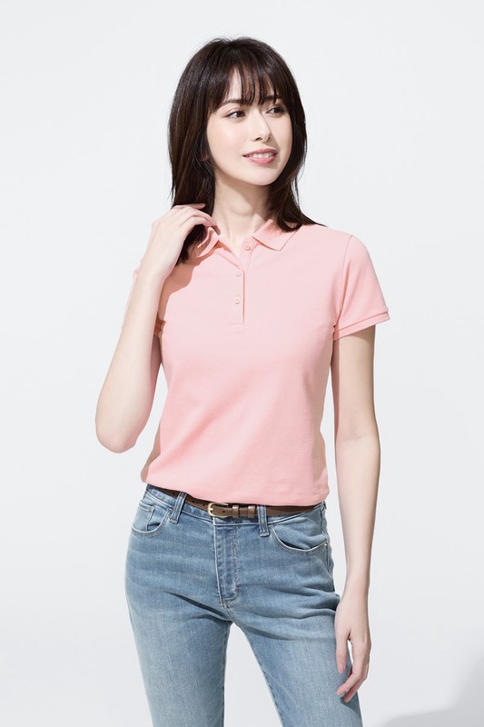 棉質網眼彈性polo衫-女