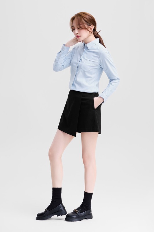 牛津修身長袖襯衫-女