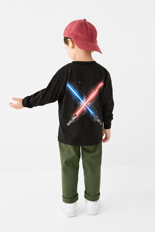 STAR WARS系列寬版長袖印花T恤-01-童