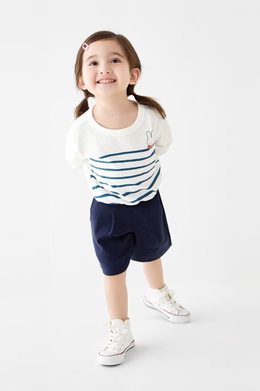 彈力打褶寬襬短褲-童