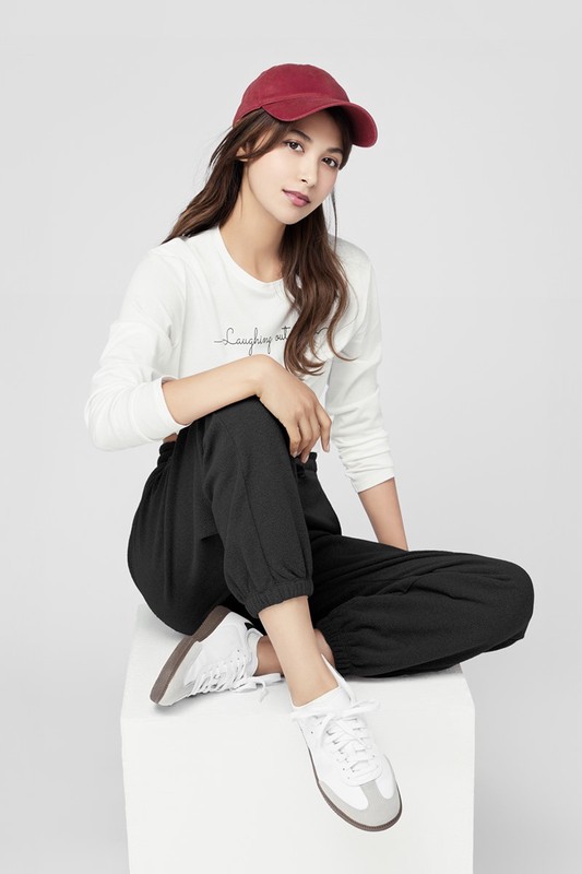 Fleece寬版束口長褲-女