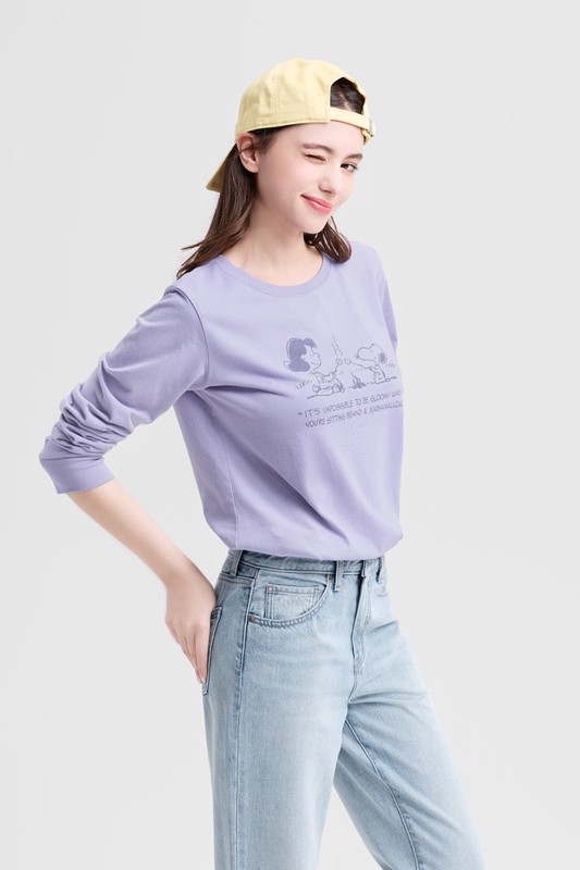 史努比系列長袖印花T恤-04-女