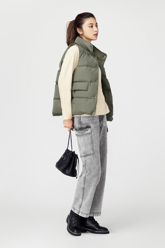 工裝牛仔寬褲-女