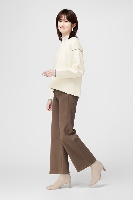 柔軟配色寬版毛衣-女