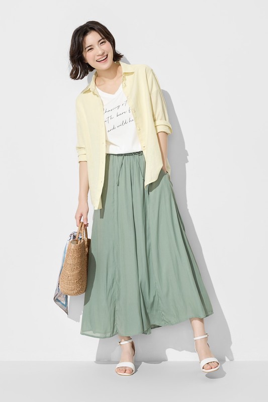 海島絲寬襬褲-女