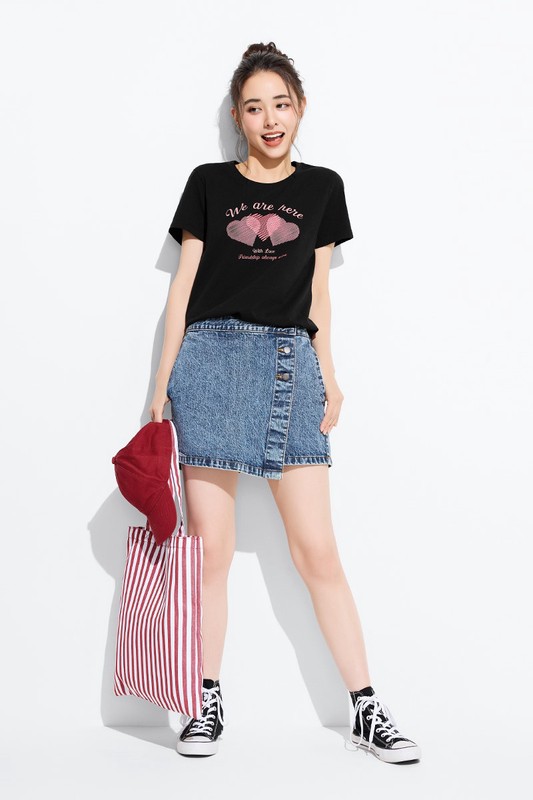 愛心印花T恤-女