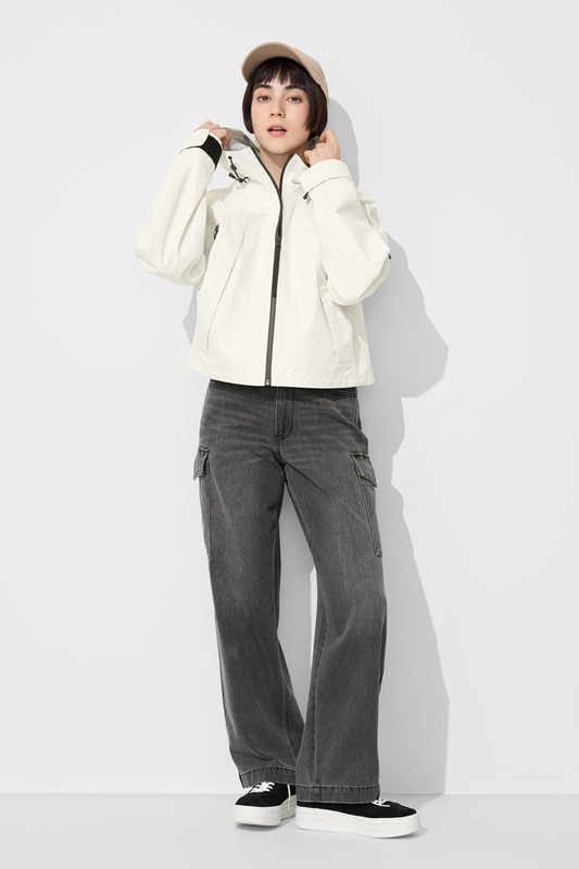 工裝牛仔寬褲-女