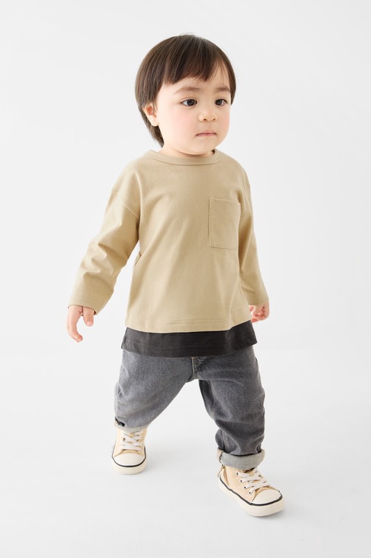 純棉口袋拼接上衣-Baby