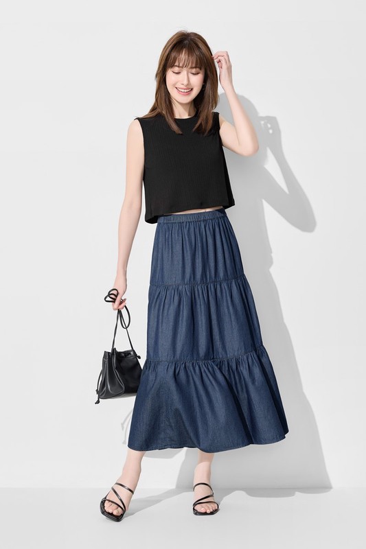 羅紋開衩無袖上衣-女