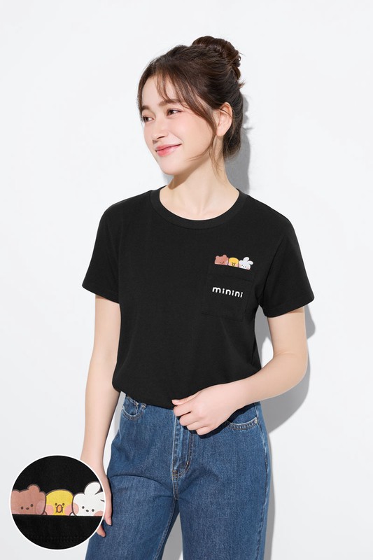 LINE FRIENDS minini口袋印花T恤-06-女