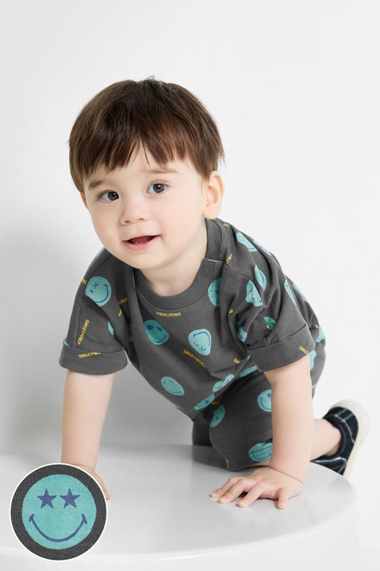 SmileyWorld®竹節棉印花短褲-Baby