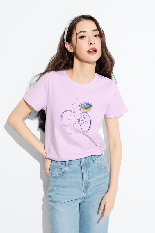 花卉單車印花T恤-女