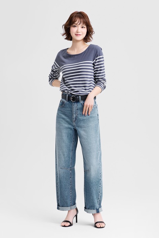 高腰錐形牛仔褲-女