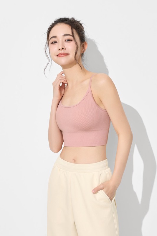 無縫Bra短版細肩帶背心-女