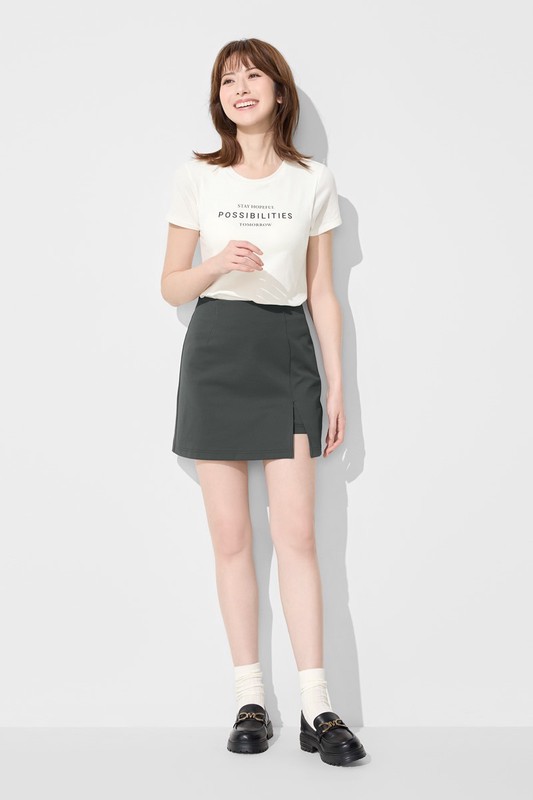 開衩連褲短裙-女