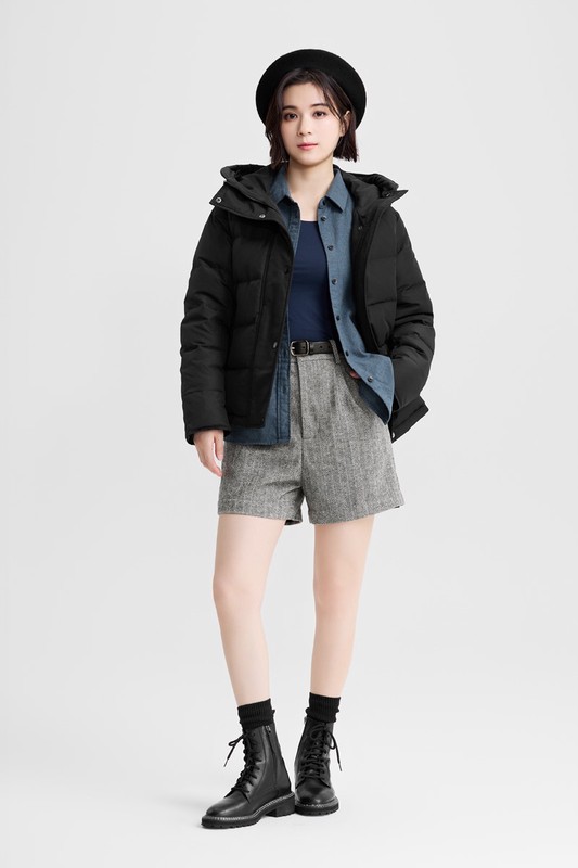 極暖羽絨帽毛連帽外套-女