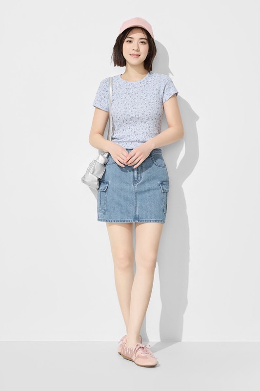 工裝牛仔連褲短裙-女