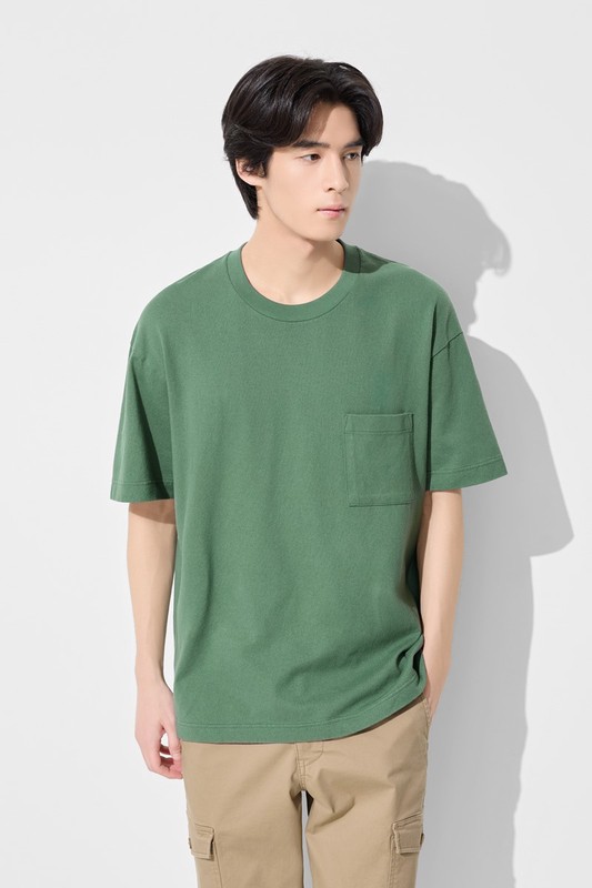 粗紡寬版口袋T恤-男