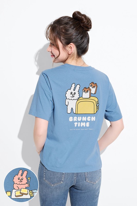 Bunni Konbiny寬版印花T恤-07-女