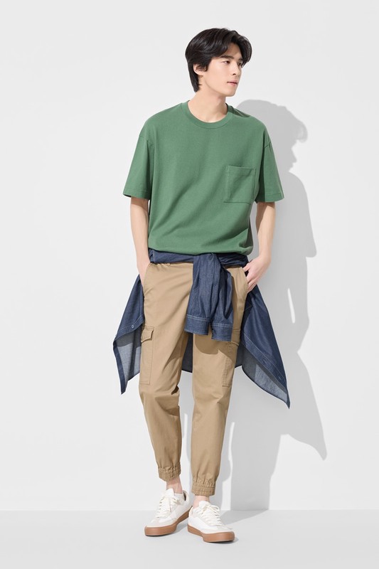 粗紡寬版口袋T恤-男