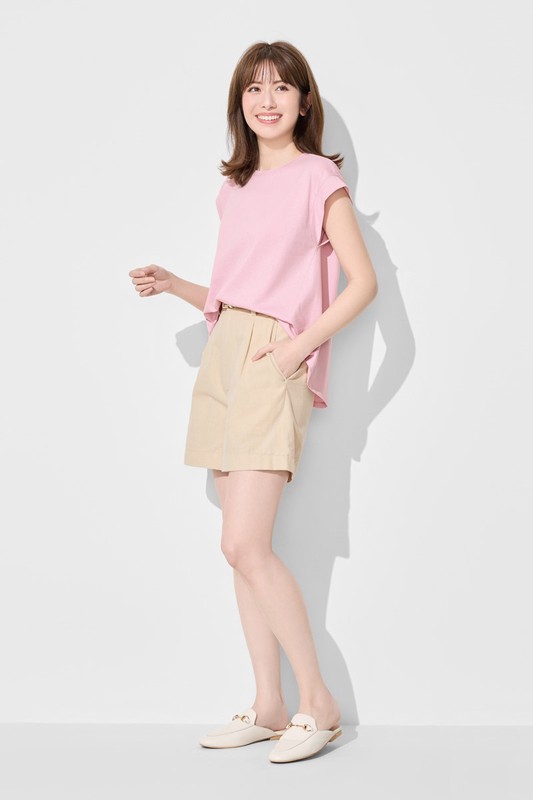 柔滑棉連袖抽皺上衣-女