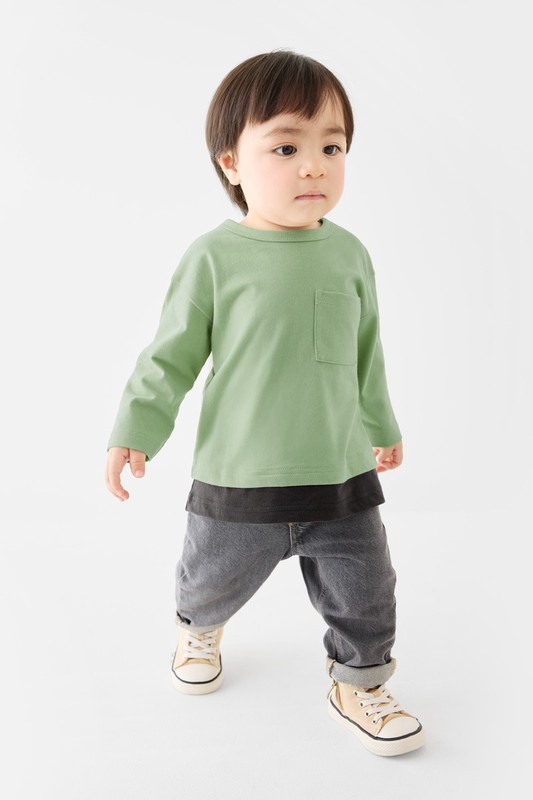 純棉口袋拼接上衣-Baby