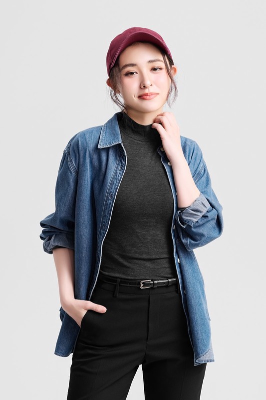 heatup立領長袖上衣-女