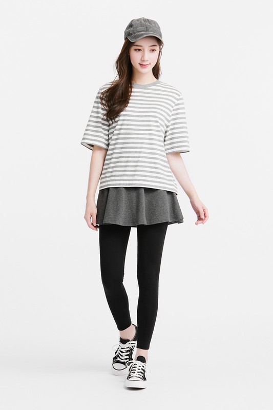 彈力假兩件內搭褲-女