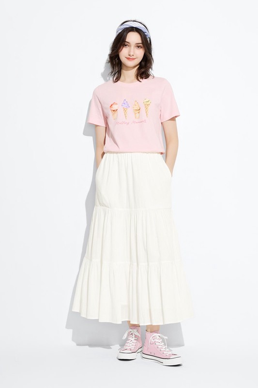 冰淇淋厚版印花T恤-女