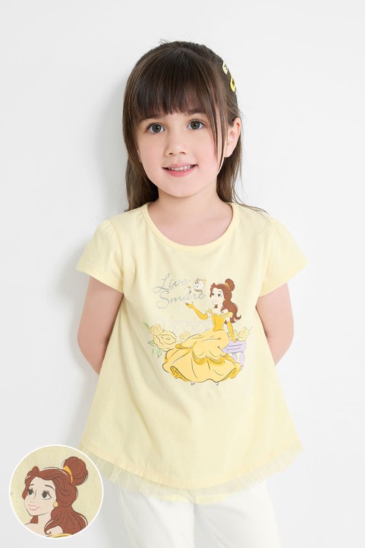 迪士尼系列網紗拼接印花T恤-47-童