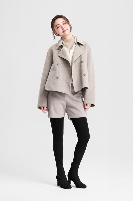 磨毛羅紋立領長袖T恤-女